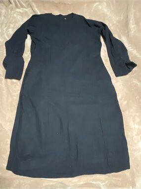 Muji Navy Long Sleeve Midi Dress
